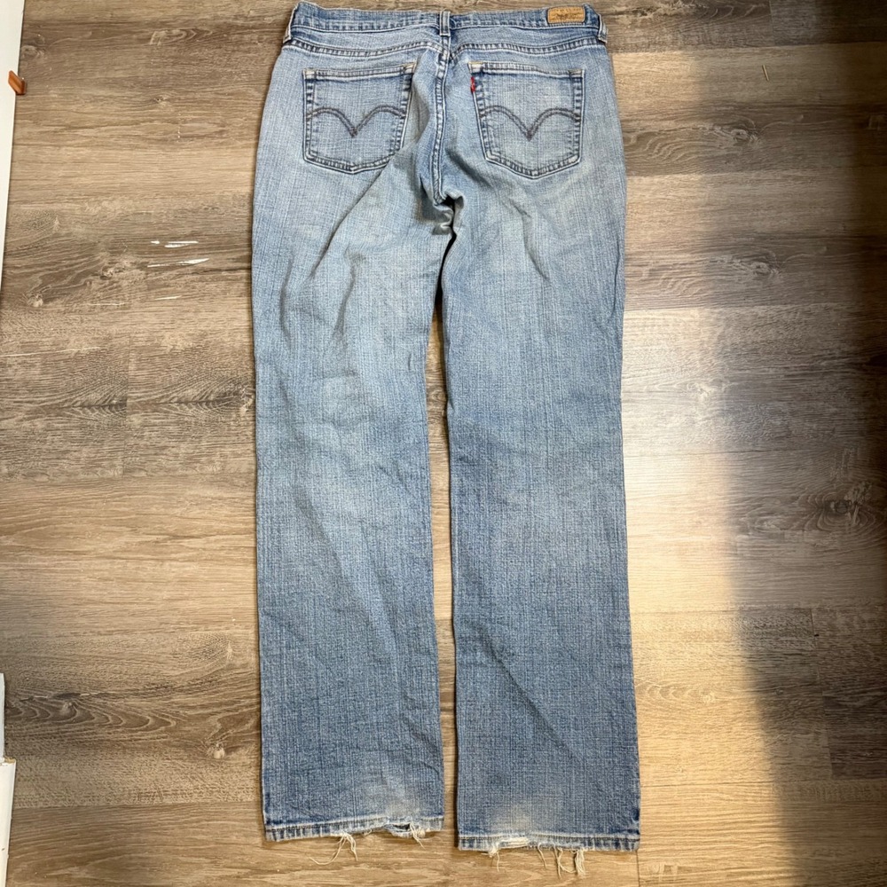 Levis Straight Leg Light Wash Denim Jeans Frayed Hem Blue Size 12M - Picture 4 of 6